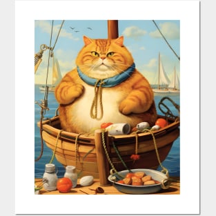 Cats at Sea: Fat Cats, little boats Posters and Art